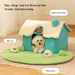 Venta al por mayor interior encantador diseño extraíble lavable casa para perros mascota suave tienda de campaña para dormir pequeña casa para perros y gatos - Product Image 2