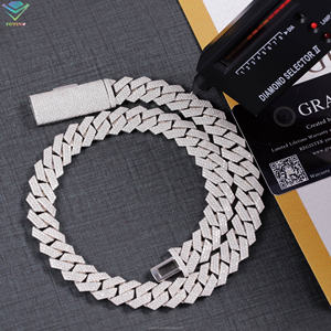 Hip hop 15mm 3rows cuban <b>chain</b> VVS moissanite diamond Gold plated 925 sterling sliver GRA certificate Pass diamond tester Unisex - Product Image 1