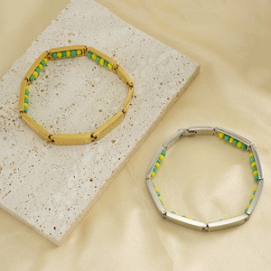 Pulsera <span class=keywords><strong>de</strong></span> Cuentas <span class=keywords><strong>de</strong></span> Acero Inoxidable Chapada en Oro <span class=keywords><strong>de</strong></span> 18k, Siete Potencias Africanas, Pulsera <span class=keywords><strong>de</strong></span> Santería - Product Image 4