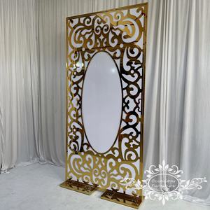 Panneaux décoratifs en acier inoxydable doré, design circulaire, découpe laser ovale, pour fond de scène de mariage, décoration d'événements, décoration murale - Product Image 3