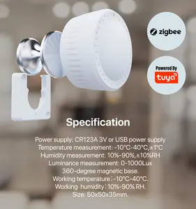 Tuya Zigbee Wireless Human Infrared PIR Motion Sensor Alarm System Temperature Humidity Sensor