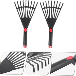 Plastic Garden Rake 9 Tooth Black With Red Accents Durable Soil Leaf Cleaning Tool - Product Image 5