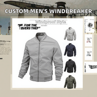 Blouson bomber coupe-vent personnalisé pour homme, col montant, léger, en polyester, fermeture éclair, vêtement d'extérieur décontracté