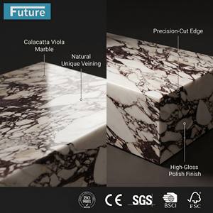 Tavolino da Caffè in Marmo Calacatta Viola Future Stone, Basso a Plinto, di Lusso, Naturale e Personalizzato per Soggiorno - Product Image 2