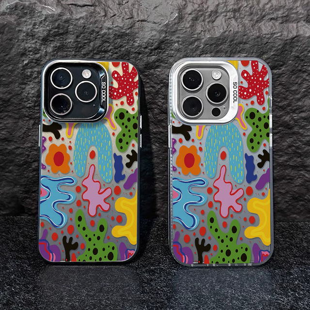 Custom Graffiti Print Clear Phone Case,Colorful Funky Art Design Soft Anti-Scratch Shockproof Protective Cover for iPhone Series