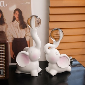 Fleurs en céramique blanche éléphant amoureux statue décor à la maison artisanat chambre décoration mariage ornement porcelaine jardin animal figurine - Product Image 4