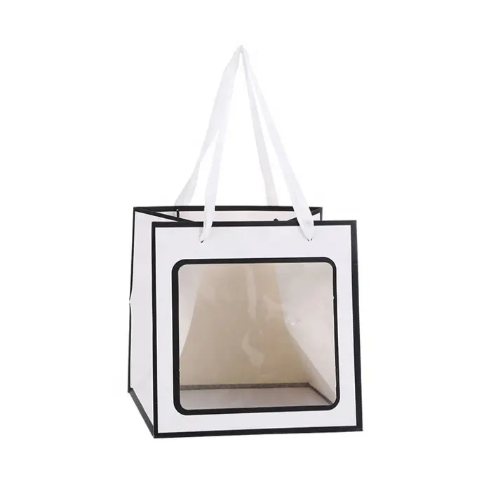 Nouveau design Offre Spéciale sac de papier commercial de conception de sac d'emballage sac en papier blanc avec fenêtre en pvc transparente