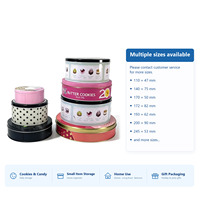 Boîte à biscuits ronde en fer blanc personnalisable avec couvercle métallique pour biscuits au beurre, bonbons, noix, sucre, cheesecake, et rangement de cadeaux