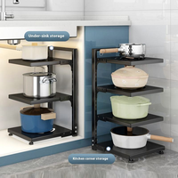 Étagère d'angle réglable robuste et moderne en fer pour casseroles et poêles, support de rangement pour évier, garde-manger et armoire, organisateur domestique