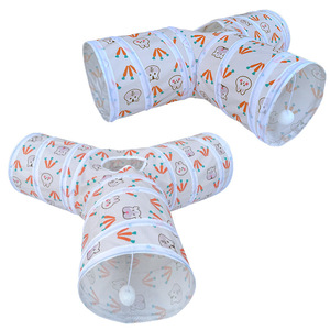 Tunnel pliable pour chat Kangdarpet à 3 voies |   Jouet d'intérieur interactif pour chats, chiots et lapins |   Pliable, durable, respectueux de l'environnement, en nylon - Product Image 1
