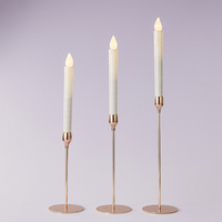 Lot de 3 bougeoirs décoratifs modernes en fer plaqué cuivre pour centres de table de mariage