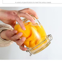 Pot à confiture en verre hermétique avec clip en acier inoxydable pour le stockage des bonbons, ouverture facile, impression sérigraphique, différentes tailles (280 ml-2000 ml)