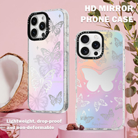 Coques de téléphone portable de luxe motif papillon pour iPhone 13 14 15 16 17 Pro Max, design personnalisé imprimé UV, coques miroir électroplaquées
