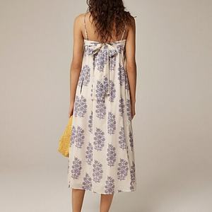 Fabricante de Ropa Personalizada, Vestidos Midi de Algodón Casuales y Elegantes para Mujer, sin Mangas, con Espalda Descubierta, Estampados, de Sarga, para Primavera/Verano - Product Image 4