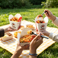 Disposable White Paper Meal Boxes, Food-Grade for Takeout, Catering & Restaurant Use