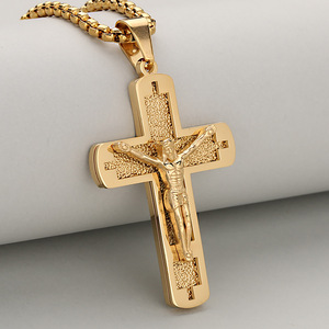 Collar Religioso de la Pasión de Jesús, Medallas de San Benito en Oro y Plata, Colgante de Cruz de Ángel, Collar para Hombre, Regalos - Product Image 1