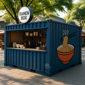 แบบร้านกาแฟสำเร็จรูปขนาดเล็กสไตล์ร่วมสมัย ดีไซน์คีออสก์สำหรับจัดส่ง ร้านอาหารครัวกลางแจ้ง บาร์กาแฟคอนเทนเนอร์ - Product Image 1