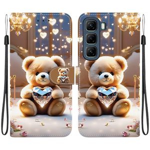 Étui en cuir de portefeuille de <span class=keywords><strong>fleurs</strong></span> imprimées pour Tecno POVA 5 Pro NEO 3 2 4 4G LE6 LE7 Spark 20 Pro Plus 4G Go 2024 Bear Panda Flip Cover - Product Image 1