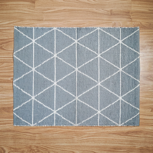 Tapis géométrique moderne rectangulaire gris et blanc, tissage plat, antidérapant, pour salon - Product Image 1