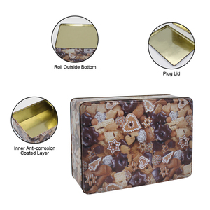 Custom Printed Eco-Friendly Tinplate <strong>Rectangular</strong> Cookie <strong>Biscuit</strong> Cake <strong>Tin</strong> Box Promotional Xmas Gift Decorative Metal Cans - Product Image 4