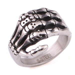 Anillo de Mano de Esqueleto, Color Acero, Estilo Punk de Halloween, Joyería para Hombre - Product Image 5