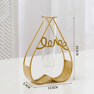 Nordic Creative Gold Metal Frame Water Planting Glass Test Tube Flower Vases Hydroponics <b>Wall</b> Hanging Decor <b>Table</b> Decoration - Product Image 6
