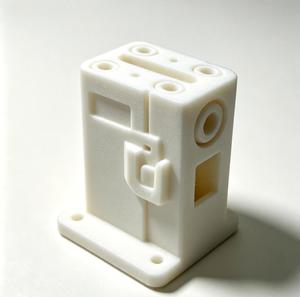 Servicio de Impresión 3D Personalizado: Componente Conector de Plástico Blanco para Prototipado Rápido con Orificios Cilíndricos Dobles y Base de Montaje - Product Image 5