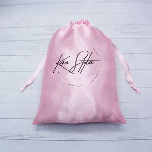 Custom Pink Fashion Satin Storage Bags Wig Underwear Bikini Packaging Luxury <b>Drawstring</b> Satin Dust <b>Pouch</b> - Product Image 6
