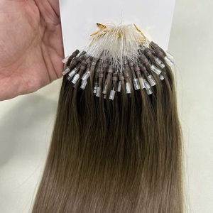 Extension per <span class=keywords><strong>capelli</strong></span> con micro anelli, in vero capello umano tinto, con riflessi marrone <span class=keywords><strong>chiaro</strong></span> e biondi, extension in <span class=keywords><strong>capelli</strong></span> umani vergini Remy - Product Image 1