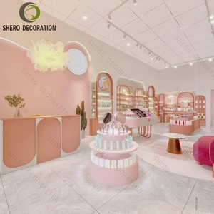 ที่วางโชว์ของร้านค้าเพื่อความงามแบบทันสมัยสีชมพูผลิตภัณฑ์ดูแลผิวเครื่องสำอางที่มีน้ำมันหอมระเหยลิปกลอสยาทาเล็บ - Product Image 1