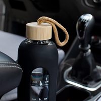Bouteille d'eau en verre Borosilicate de 32 Oz réutilisable et résistante aux fuites, avec marqueur de temps et rappels