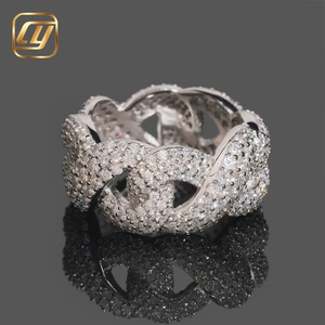 Anillo de Plata de Ley con Baño de Rodio y Cadena Cubana con Diamantes Cultivados en Laboratorio, Estilo Hip Hop, para Mujer, Marca CHOYUE - Product Image 1