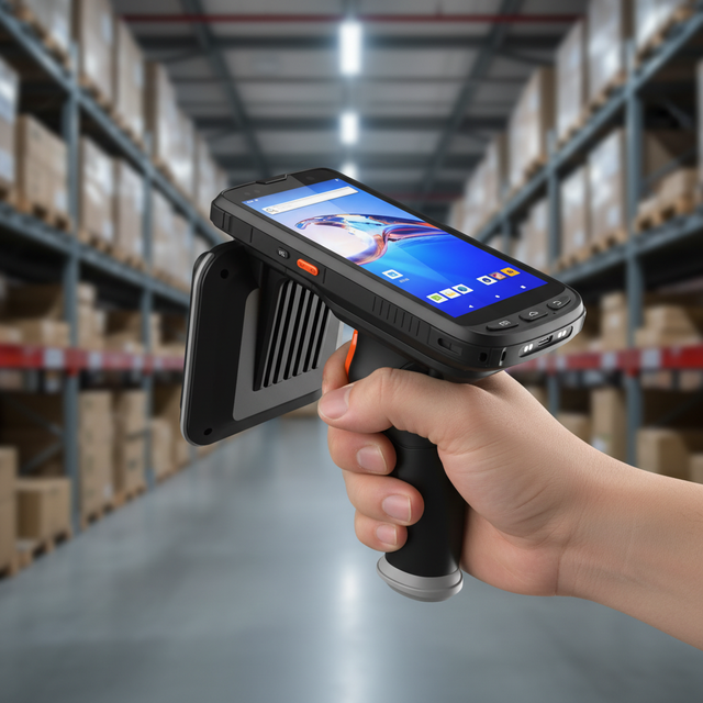 Industrial PDA up to 20 Meters Rugged Handheld Barcode Scanner RFID UHF 13.56MHz Android 10 5.5-inch Screen 4+64GB for Inventory