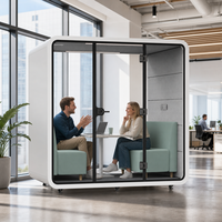 Pod Kerja Kantor Modern Modular Baja Kedap Suara dengan Kaca Tempered, Bilik Panggilan Privasi, Sistem Ventilasi Udara Segar untuk Hotel