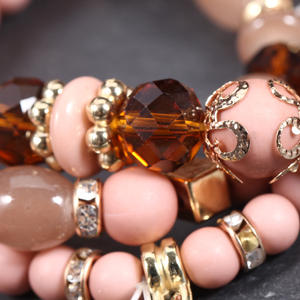 Conjunto de pulseras de cuentas con dije de corazón y cristales de imitación, regalo para mujer, hecho en China. - Product Image 3