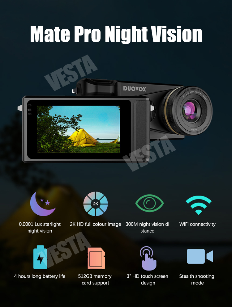 未開封・未使用）DUOVOX NIGHT VISION 2K ビデオカメラ Amazon.co.jp