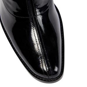 Botas largas de invierno con tacón de aguja y <span class=keywords><strong>media</strong></span> cremallera para mujer, botas por encima de la rodilla, color negro brillante - Product Image 6