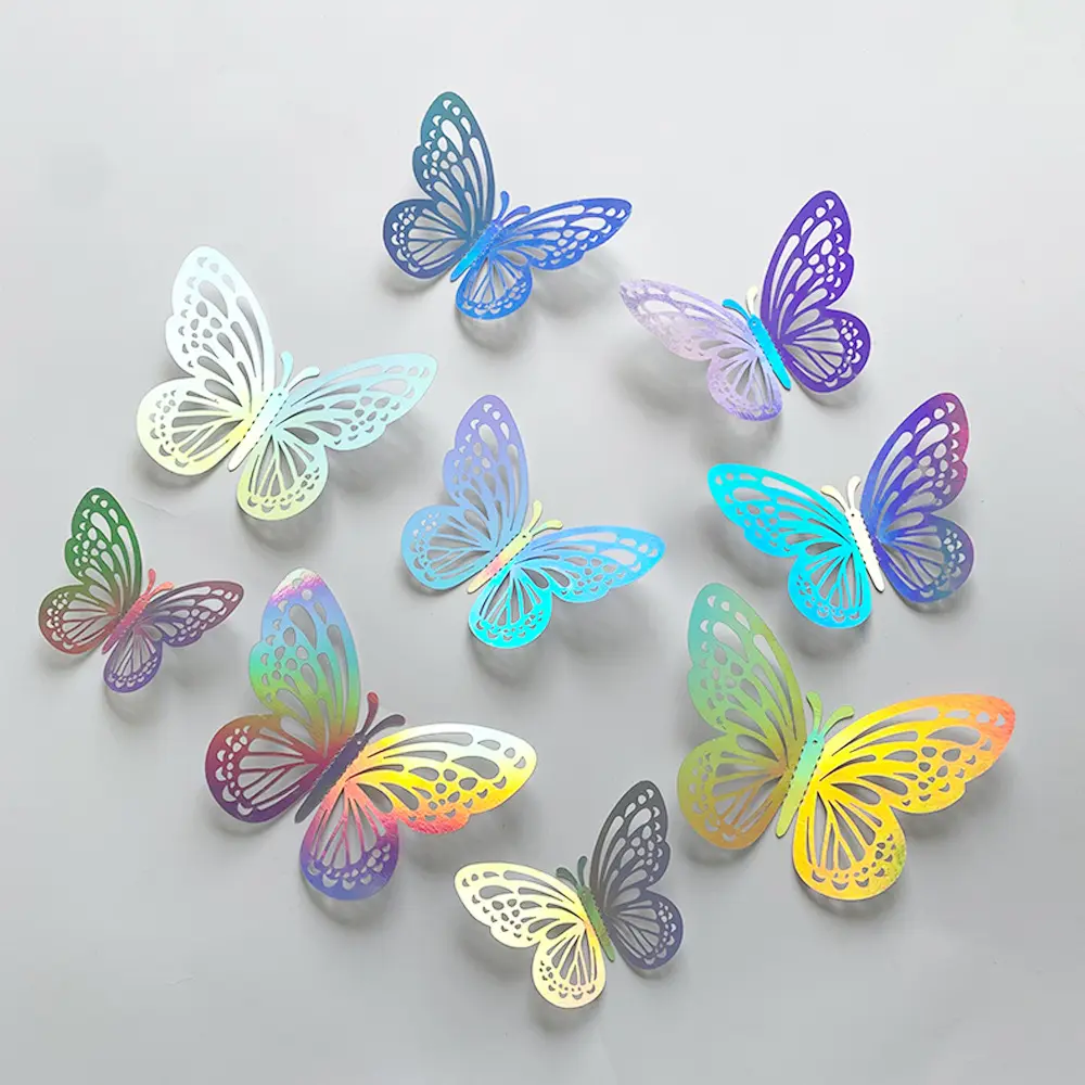 12pcs 3D Wedding Festival Party Balloon Decoration Wall Stickers Self-adhesive Wall Sticker Romantic Butterfly Wall Sticker