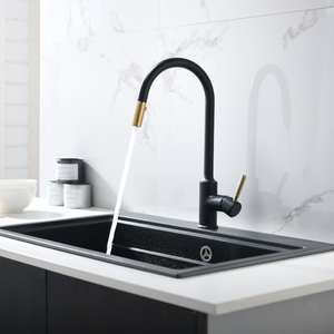 Robinet de cuisine moderne flexible à douchette extractible en laiton, monocommande, à poser sur comptoir, garantie 5 ans, certifié NSF Koala - Product Image 2