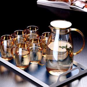 Bouilloire à eau froide en verre borosilicate de haute qualité au design moderne avec couvercle pour eau chaude ou froide, thé glacé, <span class=keywords><strong>vin</strong></span>, café, lait, jus - Product Image 1