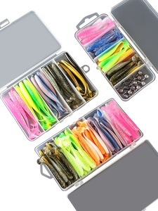 Esca da pesca morbida di alta qualità a due colori a coda di T Luya <span class=keywords><strong>Bass</strong></span> esca morbida più gancio di piombo 50 pezzi 100 Set alta esca all'ingrosso della fabbrica - Product Image 2