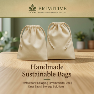 Sac à cordon en toile de coton biodégradable et écologique avec logo personnalisé, emballage cadeau promotionnel réutilisable, imprimé à l'écran - Product Image 2