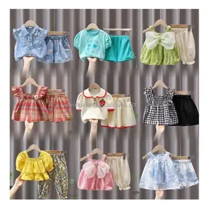 High quality wholesale summer set for baby girls Short sleeve T-shirt Shorts Set Casual two piece set for girls aged 2-10