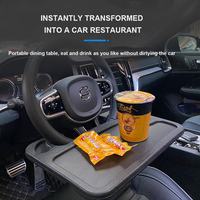 Organisateur de voiture Plateau de bureau antidérapant avec porte-gobelet Table de volant de voiture pour nourriture et ordinateur portable Accessoires d'intérieur