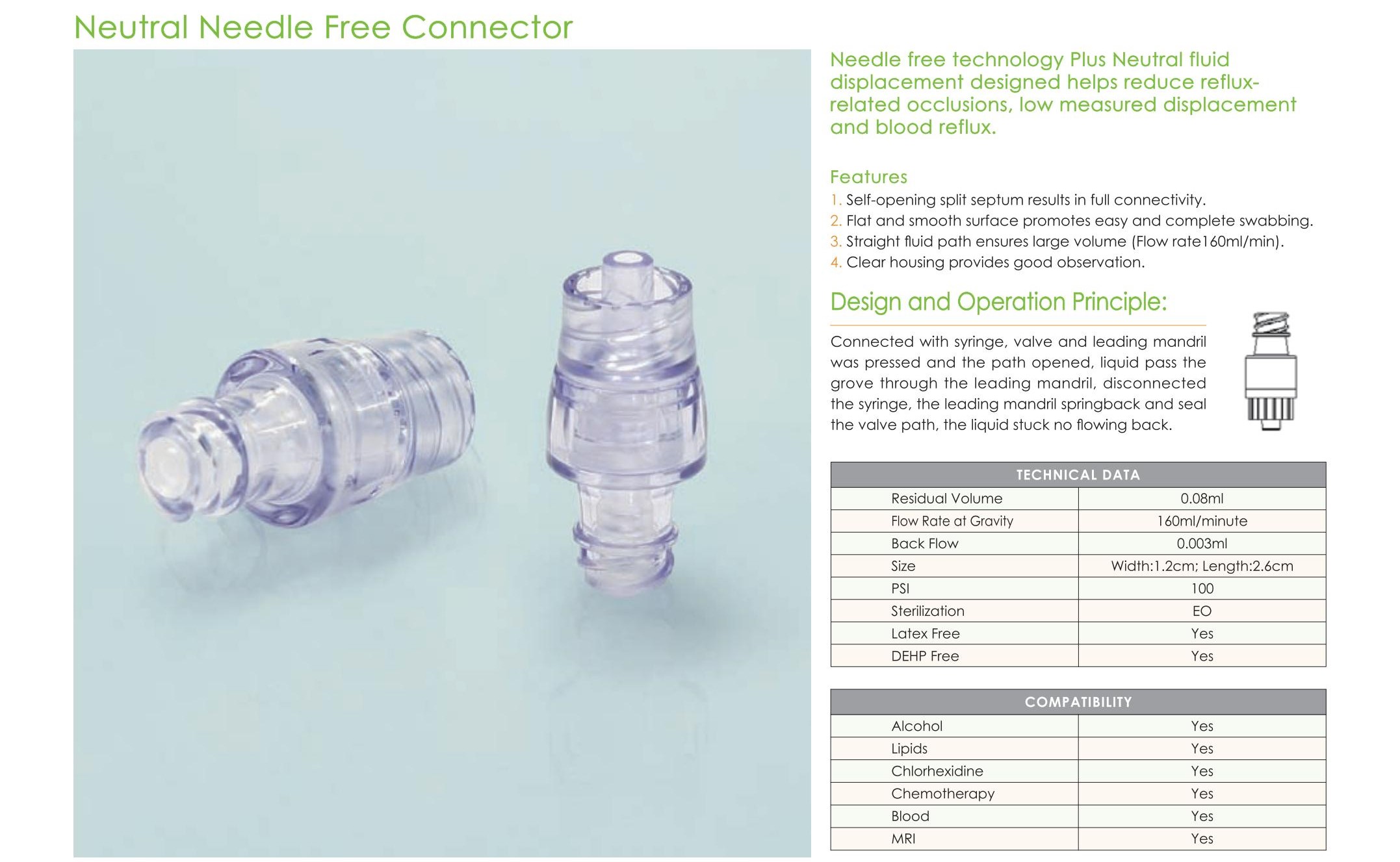 Conector sin aguja neutral de bloqueo Luer médico de Fábrica para juego de infusión IV