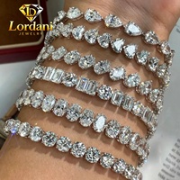 Bracelet tennis Lordani Jewelry en or 18k, 14k, 10k avec diamants de laboratoire taille cœur, taille poire, taille ovale, taille émeraude et certifiés IGI