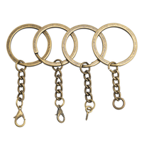 Aksesoris Gantungan Kunci DIY Bulat Ringan 25/30mm dari Logam, Cincin Kunci Paduan Seng dengan Pengait Lobster dan Rantai, Cetak UV