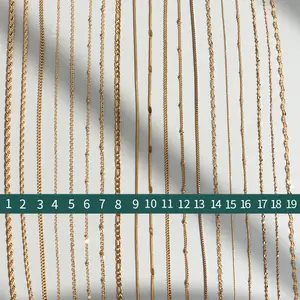 Großhandel Custom Edelstahl Halskette Kette vergoldet Link Seil Schlange Perle Figaro Box Kette für die Schmuck herstellung