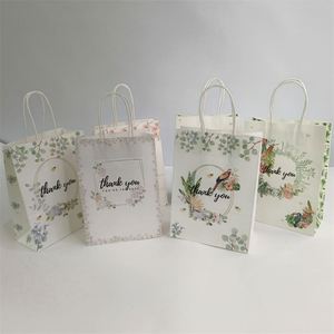 Bolsa de Regalo de Papel de 26*12*33cm con Asa, Bolsas de Embalaje Portátiles con Diseño Floral, Recuerdos de Boda para Invitados, Decoración para Regalos de Cumpleaños - Product Image 3