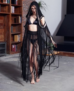 Chal de macramé <span class=keywords><strong>con</strong></span> borlas, capa trenzada a mano, estilo bohemio, capucha de ala ancha <span class=keywords><strong>para</strong></span> mujer, cordón de algodón <span class=keywords><strong>para</strong></span> vestido de macramé, novedad de 2017 - Product Image 2